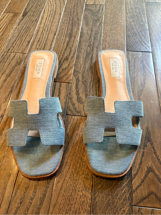 Steve Madden Shoes - Steve Madden Light Blue Denim Slide Mules
